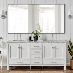 30 In. H X 65 In. W Oversized Rectangle Metal Bathroom Vanity Mirror-The Pop Home