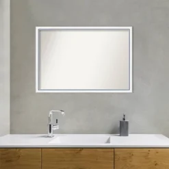 38"x26" Non-Beveled Morgan Wood Bathroom Wall Mirror White/Blue - Amanti Art -Umbra Home Decor Shop GUEST 570cd2fe 75a8 402c 915b 5fdb3bd1133b