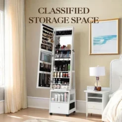 Jewelry Organizer Cabinet With Full-Length Mirror,360° Rotating Vanity Mirror,Large Jewelry Armoire With Led& Shelves -Umbra Home Decor Shop GUEST 57273180 a167 4fe6 8a2c 8fa6d86c5e08