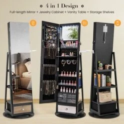 Tangkula 360° Swivel Jewelry Cabinet W/ Mirror Jewelry Storage Organizer Built-in Lights Black -Umbra Home Decor Shop GUEST 572d6b5c 41be 4fd6 975f 421a90a7b4b8