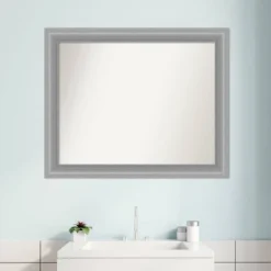 33" X 27" Non-Beveled Peak Polished Nickel Narrow Bathroom Wall Mirror - Amanti Art -Umbra Home Decor Shop GUEST 57486be4 0b9c 4a1c bc9b 3099a679a764