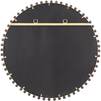 Uttermost Round Vanity Decorative Wall Mirror Rustic Beveled Glass Dark Bronze Beaded Iron Frame 32" Wide For Bathroom Living Room 5 Uttermost Round Vanity Decorative Wall Mirror Rustic Beveled Glass Dark Bronze Beaded Iron Frame 32" Wide For Bathroom Living Room - Image 5