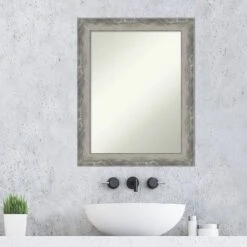 23" X 29" Non-Beveled Waveline Silver Narrow Bathroom Wall Mirror - Amanti Art -Umbra Home Decor Shop GUEST 5757bba8 b808 431f bbc0 41e6e03cab2d