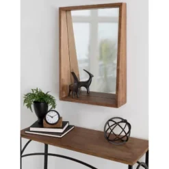 18" X 24" Hutton Functional Wall Mirror Rustic Brown - Kate & Laurel All Things Decor -Umbra Home Decor Shop GUEST 57855e00 8f66 497c bf22 5e7e2b4b111d