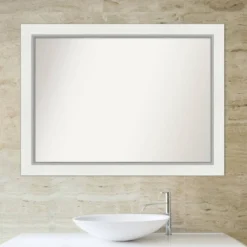 44" X 33" Non-Beveled Eva Bathroom Wall Mirror White - Amanti Art -Umbra Home Decor Shop GUEST 5796ed91 c04c 45d6 87c0 0881f4b2bb4a