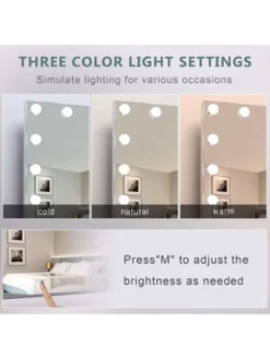 Fenchilin 32 X 23 In. Lighted Large Hollywood Vanity Makeup Mirror With 18 Dimmable Bulbs, 3 Color Light Settings, USB Port For Tabletop/Wall Mount -Umbra Home Decor Shop GUEST 57a0955c 7061 4505 af6c 8d72a82f9896