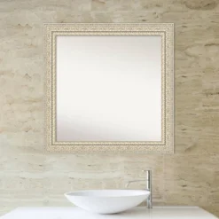32" X 32" Non-Beveled Fair Baroque Wood Bathroom Wall Mirror Cream - Amanti Art -Umbra Home Decor Shop GUEST 581241e8 112d 450b abd0 6a17a115335c