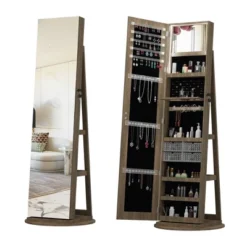 Maliang 360° Swivel Jewelry Cabinet With Full Length Mirror, Standing Jewelry Armoire Organizer, Lockable Storage Cabinet -Umbra Home Decor Shop GUEST 587b4b4b 3f9a 48f4 aa64 24b261d4392f