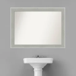 43" X 32" Non-Beveled Glam Linen Bathroom Wall Mirror Gray - Amanti Art -Umbra Home Decor Shop GUEST 5893c45d e5a6 4d35 97e1 d56ada6955fb