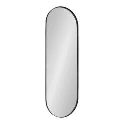 16" X 48" Rollo Capsule Framed Decorative Wall Mirror Black - Kate & Laurel All Things Decor