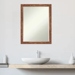 Amanti Art Fresco Light Pecan Petite Bevel Wood Bathroom Wall Mirror 26.5 X 20.5 In. -Umbra Home Decor Shop GUEST 5944d1f8 7a0d 4a36 98f9 d34c96f1487e