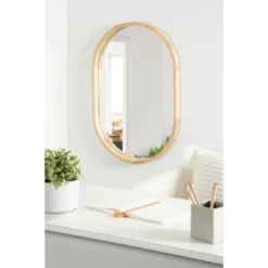 24" X 36" Hutton Wood Framed Capsule Decorative Wall Mirror Natural - Kate & Laurel All Things Decor -Umbra Home Decor Shop GUEST 594d9a37 7104 4bc2 baec f27fd0e65195