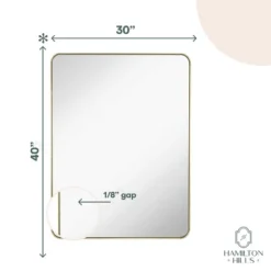 Hamilton Hills 30" X 40" Rectangle Contemporary Metal Gold Framed Mirror