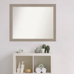 31" X 25" Non-Beveled Curve Wood Bathroom Wall Mirror Gray Wash - Amanti Art 11 31" X 25" Non-Beveled Curve Wood Bathroom Wall Mirror Gray Wash - Amanti Art -Umbra Home Decor Shop GUEST 5a82bb16 2888 4af0 a8b0 28c835447f98