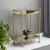 Oval Mirror Rolling Bar Cart Gold - Olivia & May