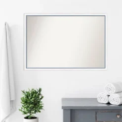 38"x26" Non-Beveled Morgan Wood Bathroom Wall Mirror White/Blue - Amanti Art -Umbra Home Decor Shop GUEST 5b503c3a 7c99 40cd b3aa d019b73c4e42