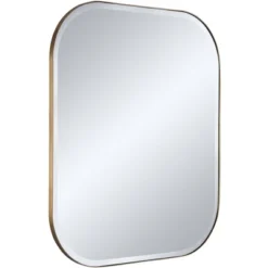 Possini Euro Design Bailey Rounded Corner Rectangular Vanity Wall Mirror Modern Beveled Brushed Gold Frame 27" Wide For Bathroom Bedroom Home Office -Umbra Home Decor Shop GUEST 5c289318 1d57 4668 9442 be018fa1566f