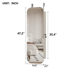 Maliang Standing Jewelry Cabinet Armoire With Full Length Mirror, Lockable, White -Umbra Home Decor Shop GUEST 5c4cc4d0 452e 43b9 adb9 086843470515 1