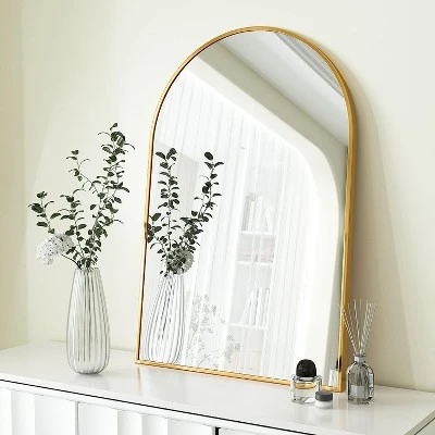 Ridstar 20 In. W X 30 In. H Brown Arched Bathroom Mirror 3 Ridstar 20 In. W X 30 In. H Brown Arched Bathroom Mirror - Image 3