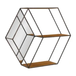 26" X 7" X 23" Lintz Hexagon Shelves With Mirror - Kate & Laurel All Things Decor -Umbra Home Decor Shop GUEST 5c86e072 1e7d 4d45 ad04 36c3f0729a96