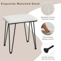 Costway Industrial Vanity Makeup Dressing Table Padded Stool Set 3-Color Lighted Mirror -Umbra Home Decor Shop GUEST 5ca5db1d 5d60 450a 8e8f ebfd4ef1ba23