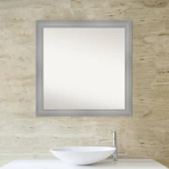 30" X 30" Non-Beveled Flair Bathroom Wall Mirror Polished Nickel - Amanti Art -Umbra Home Decor Shop GUEST 5d3c3b0e 64d7 46ff 9b74 b1db562c6d2f
