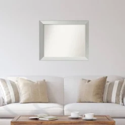 32" X 26" Non-Beveled Brushed Sterling Silver Wood Wall Mirror - Amanti Art: Modern Vanity, Rectangle Shape, Wall Mount -Umbra Home Decor Shop GUEST 5d7d1d84 dce2 43ac bc7f f2507b3acd84