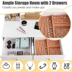 Costway Vanity Makeup Dressing Table W/ 3 Lighting Modes Mirror Touch Switch White -Umbra Home Decor Shop GUEST 5dc13e17 d336 4244 b34a a519067c03ee