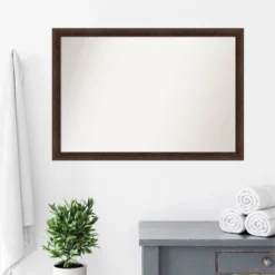 Amanti Art 39"x27" Non-Beveled Narrow Wood Bathroom Wall Mirror Warm Walnut: Modern Rectangular Vanity, Wall Mount, Wood Frame -Umbra Home Decor Shop GUEST 5e06ec40 6555 401c 82f8 d9544cd79ea8