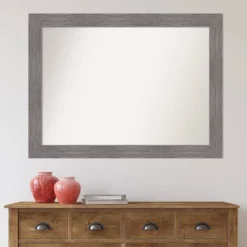 44" X 33" Non-Beveled Pinstripe Plank Gray Bathroom Wall Mirror - Amanti Art -Umbra Home Decor Shop GUEST 5e63c989 cf29 4a83 a23b 0f4663dd4736