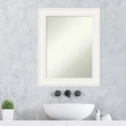 24" X 30" Non-Beveled Ridge White Bathroom Wall Mirror - Amanti Art -Umbra Home Decor Shop GUEST 5ea62d19 9945 48c7 82f7 1178335f9fae