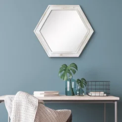 Wooden Hexagon Decorative Wall Mirror White - Stonebriar Collection -Umbra Home Decor Shop GUEST 5f370e3d 076a 4e75 acae d3e2fbad7064