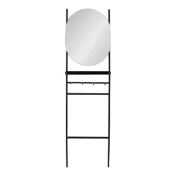 18" X 67" Noka Mirror Leaning Ladder Black - Kate & Laurel All Things Decor