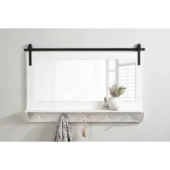 42" X 27" Cates Framed Wall Mirror With Shelf And Hooks White - Kate & Laurel All Things Decor -Umbra Home Decor Shop GUEST 5f64d5cd 838b 4bbb bc2e f4fc415b38aa