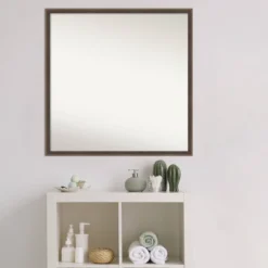 27" X 27" Non-Beveled Hardwood Wedge Wood Bathroom Wall Mirror Mocha Brown - Amanti Art -Umbra Home Decor Shop GUEST 5fcbe476 827a 4193 8117 b3fb91287e96