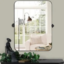 Zoe 24" X 32" Metal Rectangular Mirror Surrounded Rounded Corner Pivot Mirror- The Pop Home -Umbra Home Decor Shop GUEST 602fb9ad d235 4a13 a57d bb9b27b89d37