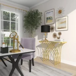 Metal And Mirror Art Deco Console Table Gold - Olivia & May -Umbra Home Decor Shop GUEST 6087f689 dc16 4985 8249 69c405a6a03e