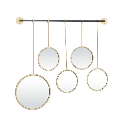 Metal Wall Mirror With Hanging Rod Gold - CosmoLiving By Cosmopolitan 1 Metal Wall Mirror With Hanging Rod Gold - CosmoLiving By Cosmopolitan