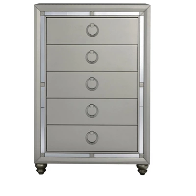 CAVINAS Bedroom Dresser With 2/5 Mirror Accents Drawer,Dressers & Chest Of Drawers With Bun Foot For Living Room,Entryway 6 CAVINAS Bedroom Dresser With 2/5 Mirror Accents Drawer,Dressers & Chest Of Drawers With Bun Foot For Living Room,Entryway - Image 6