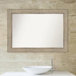 42" X 30" Non-Beveled Trellis Silver Wood Bathroom Wall Mirror - Amanti Art -Umbra Home Decor Shop GUEST 61a5442e 98dd 4e74 8a29 d1a395f8a72e