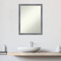 21"x27" Non-Beveled Edwin Wood Bathroom Wall Mirror Gray - Amanti Art -Umbra Home Decor Shop GUEST 61bfaade c500 4a86 8955 e3f9e66b369e