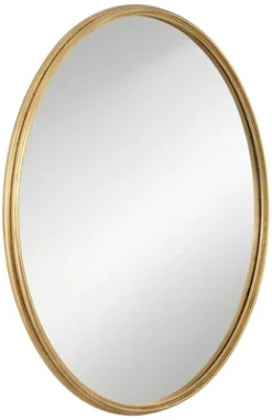 Uttermost Trebuchet Round Vanity Decorative Wall Mirror Modern Metallic Gold Leaf Frame 34" Wide For Bathroom Bedroom Living Room Home Office Entryway -Umbra Home Decor Shop GUEST 61c35bd7 614a 4622 8e71 5c844c2b072d