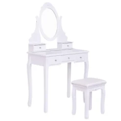 Tangkula Oval Vanity Mirror Dressing Table Beauty Dresser Cosmetics Organizer W/ Cushioned Bench -Umbra Home Decor Shop GUEST 6200e8b0 20b8 436f b129 b60a6b107e28