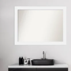 43" X 32" Non-Beveled Corvino Wood Bathroom Wall Mirror White - Amanti Art -Umbra Home Decor Shop GUEST 626b1295 2cf7 4a13 9d67 a9f201c40092