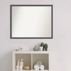 30" X 24" Non-Beveled Eva Thin Bathroom Wall Mirror Black - Amanti Art -Umbra Home Decor Shop GUEST 63152932 db07 4f26 a97e 394a37a428fd