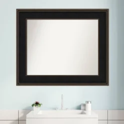 36" X 30" Non-Beveled Mezzanine Wood Bathroom Wall Mirror Espresso Brown - Amanti Art -Umbra Home Decor Shop GUEST 63867437 d4e7 4db8 a4c2 8f2543736ed5