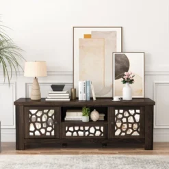 Tangkula 55" Retro TV Stand Media Entertainment Center W/ Mirror Doors & Drawer Brown -Umbra Home Decor Shop GUEST 646f86fa a4aa 4074 b0f9 8b00a670dfe0