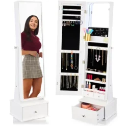 Best Choice Products 360 Swivel Standing Mirrored Jewelry Cabinet, LED-Lit Makeup Organizer W/ Mirror -Umbra Home Decor Shop GUEST 6490f4eb cb9d 49f2 b420 03e2aab53998