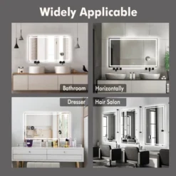 60x36 Inches LED Bathroom Mirror, Dimmable Lighted Vanity Mirror, Front And Backlit, 3 Colors, Memory, Anti-Fog Shatter-Proof Light Up Wall Mirror -Umbra Home Decor Shop GUEST 64a55817 6596 4f3a bac8 bc05ed1b7cd2