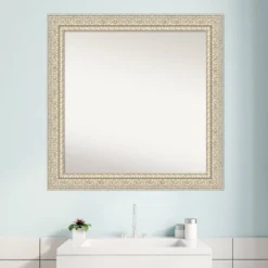 32" X 32" Non-Beveled Fair Baroque Wood Bathroom Wall Mirror Cream - Amanti Art -Umbra Home Decor Shop GUEST 64b88741 03fd 423d 879f 505d1e48fe95